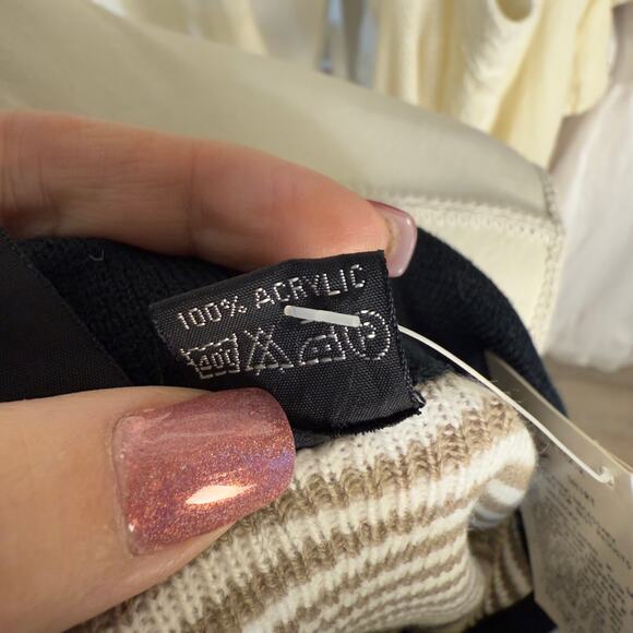 Jordan Christopher Women's Size L Tan Striped Collared Pullover Sweater #3531 - Picture 7 of 9